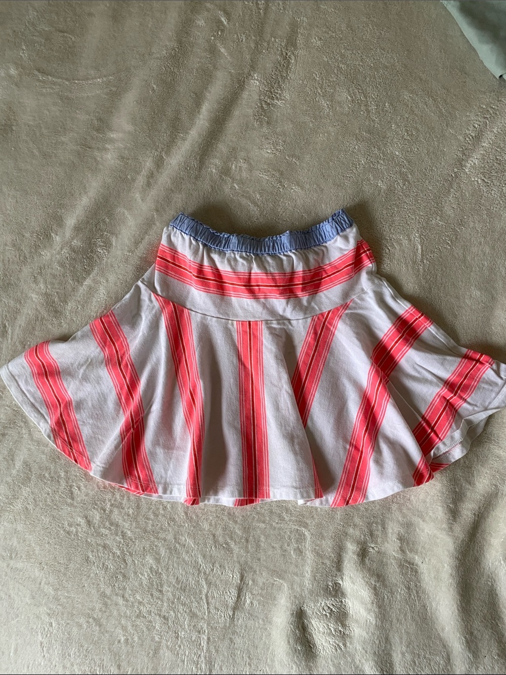 Crewcuts J.Crew Kids White Skirt with Coral Stripes and Blue Waistband